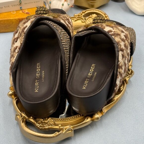 🆕 KURT GEIGER LONDON 🧿 NWOB Chelsea Drench Cross Strap Sandal, Brown Sz US 7 - Picture 11 of 16